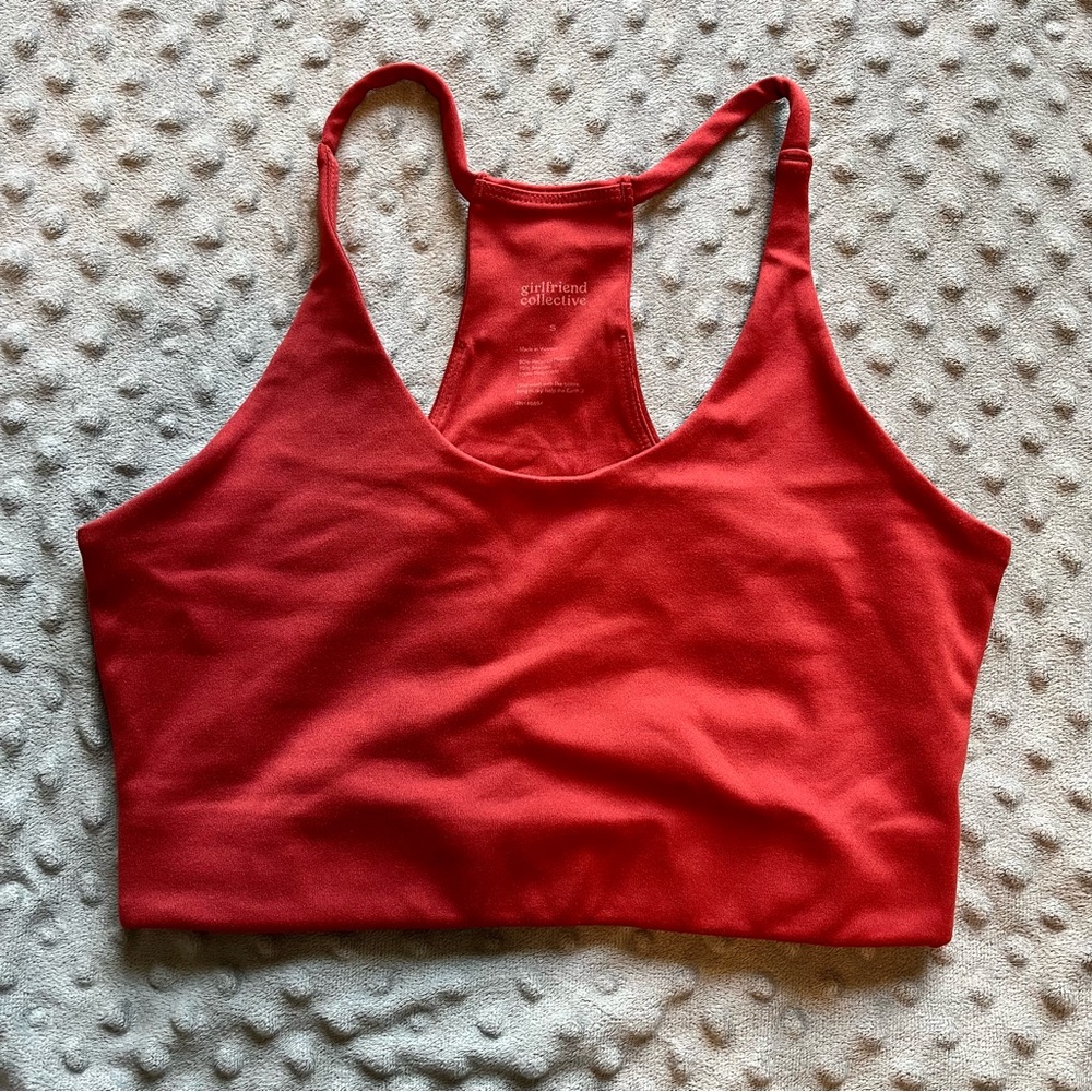 Girlfriend Collective Cleo Racerback Sports Bra in Lava